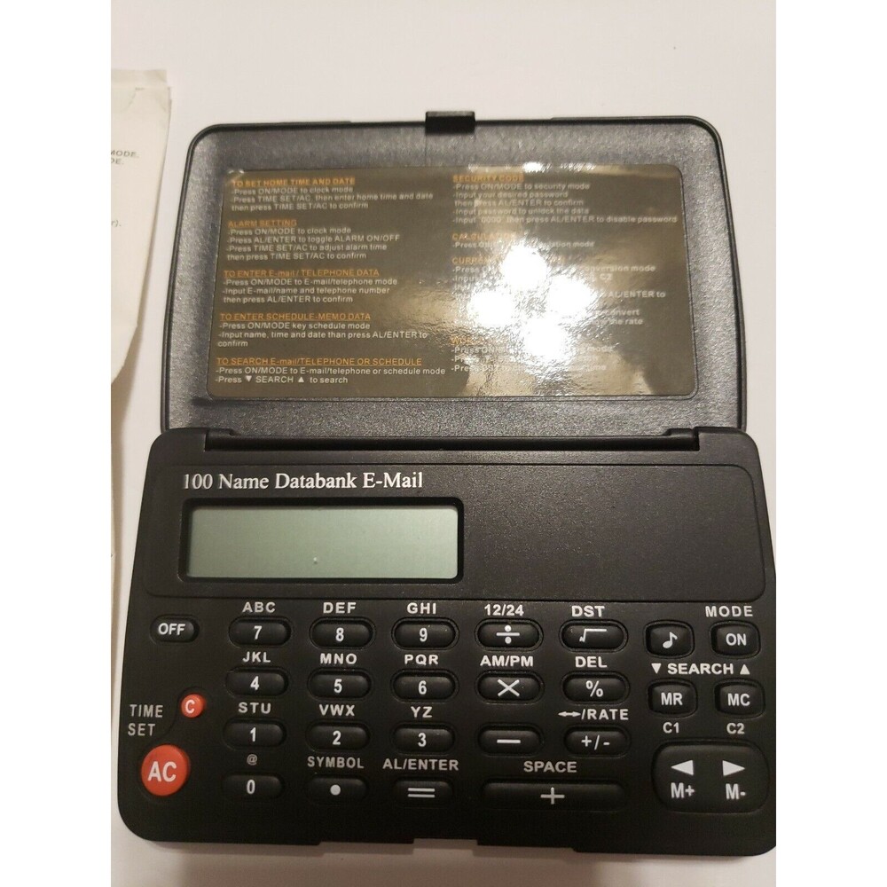 Data Bank 100 Name Telephone E-Mail Directory Orgzr. Calculator & Clock w/logo